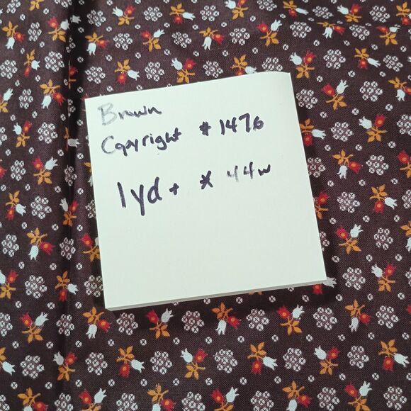 Brown Floral #1476 Cotton Quilting Fabric – 1 Yard x 44” Sewing Material - Picture 2 of 5